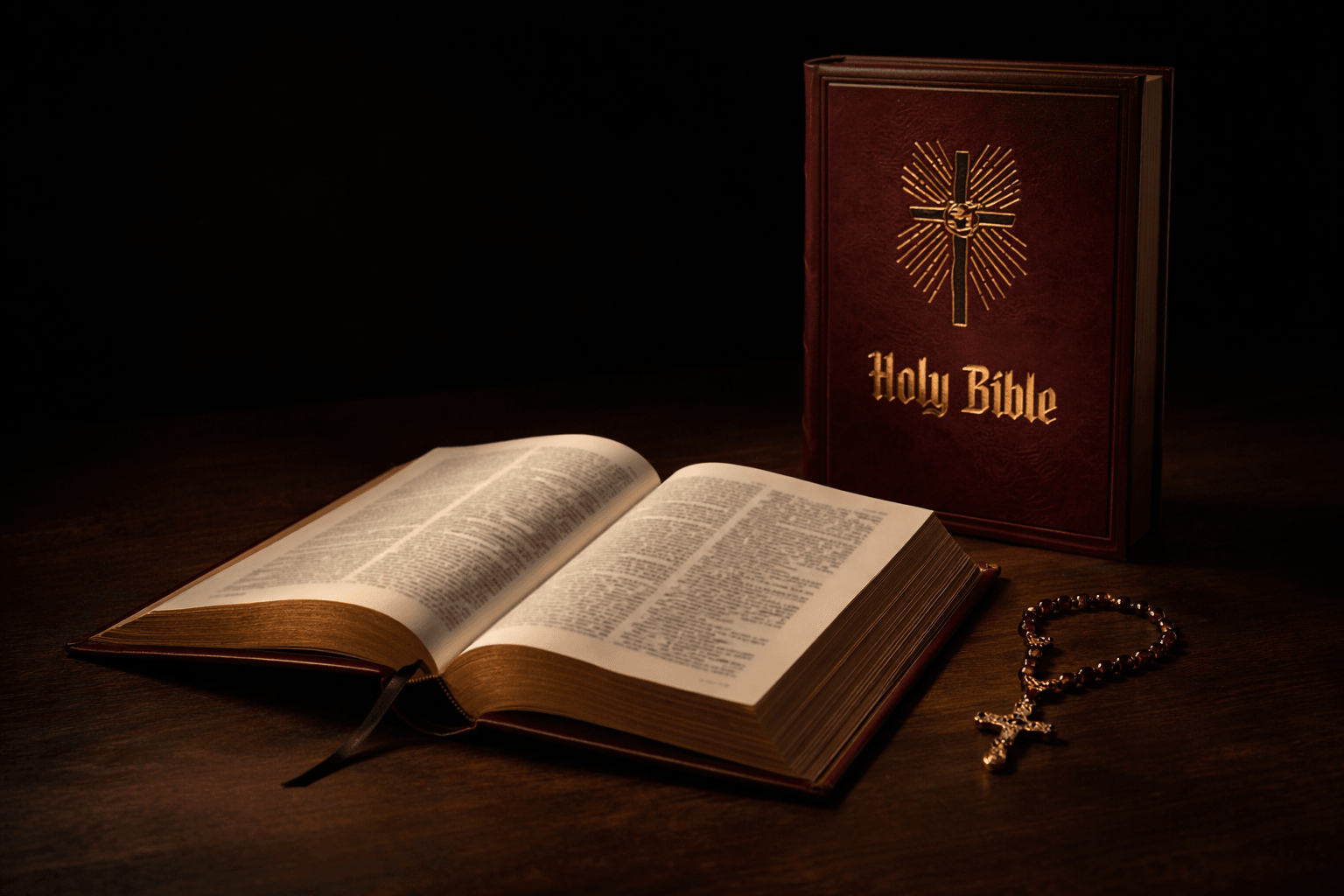 Heirloom family Bibles with gold-gilded pages and leather binding